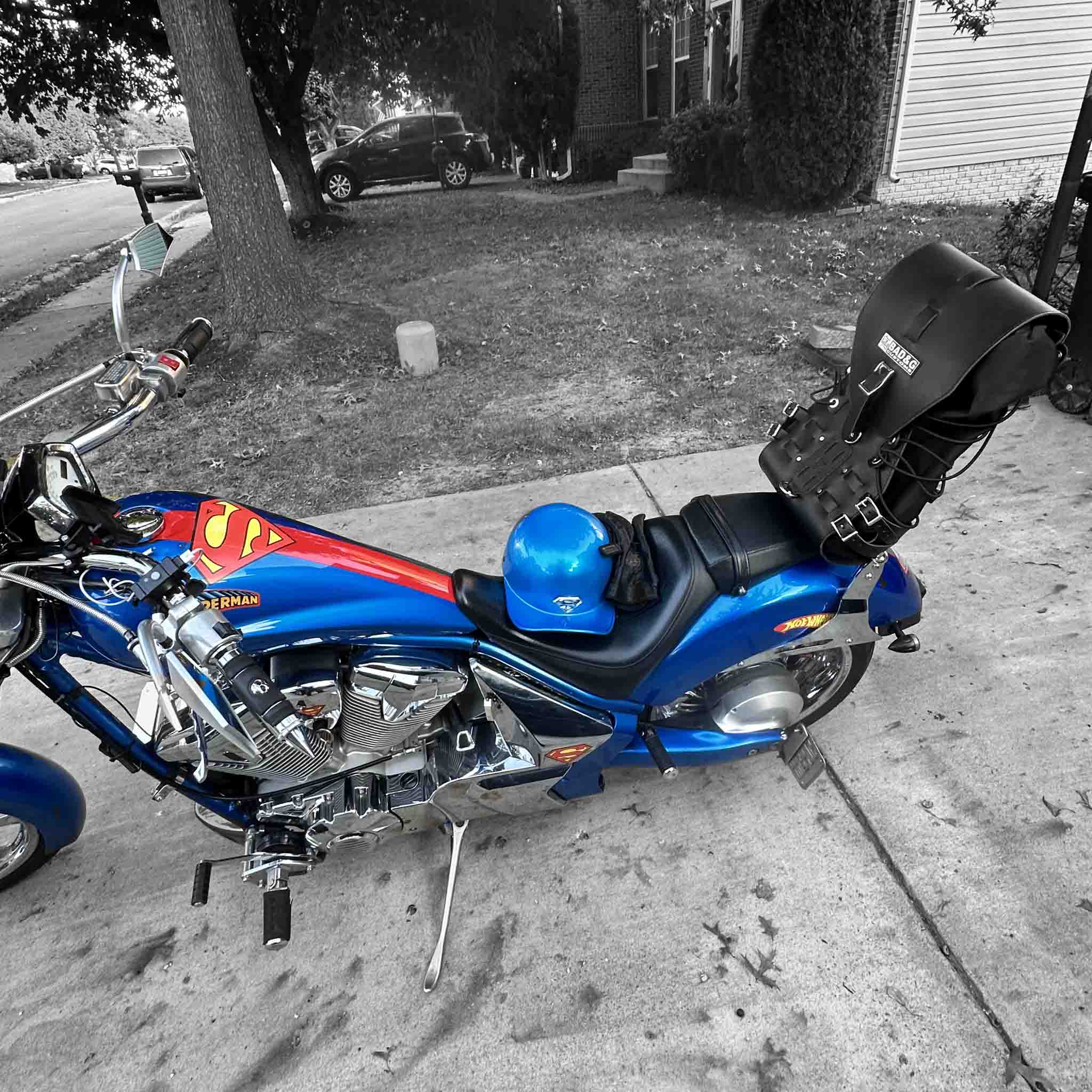 BAD&G Sissy Bar Bag mounted on Honda Fury—left side profile