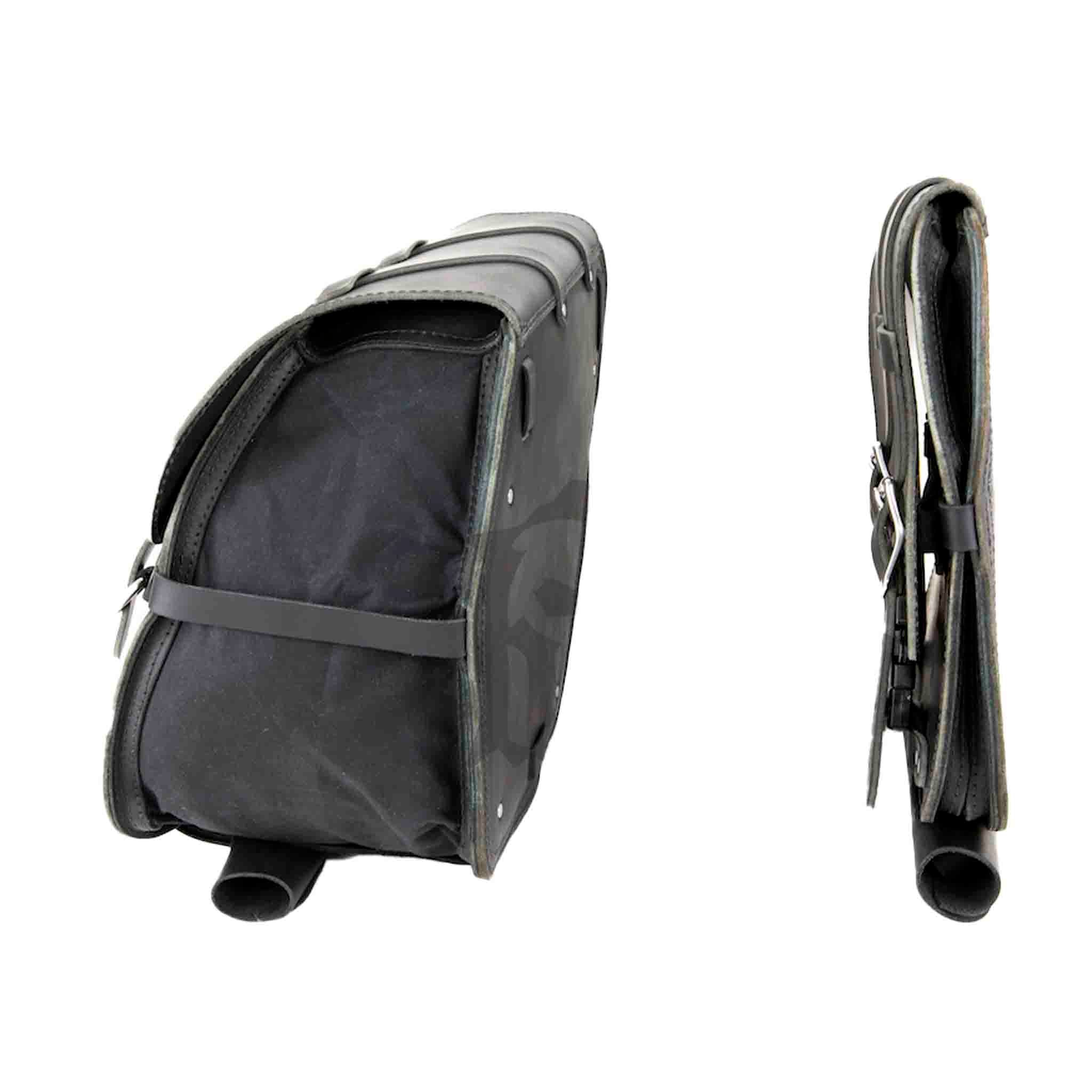 Upgrade your Harley-Davidson® Dyna with the DL01WC Expandable Left Side Saddlebag. Hand crafted in USA with premium water buffalo leather, waxed canvas and stainless steel hardware. Durable and stylish, it's the perfect fit for your motorcycle.