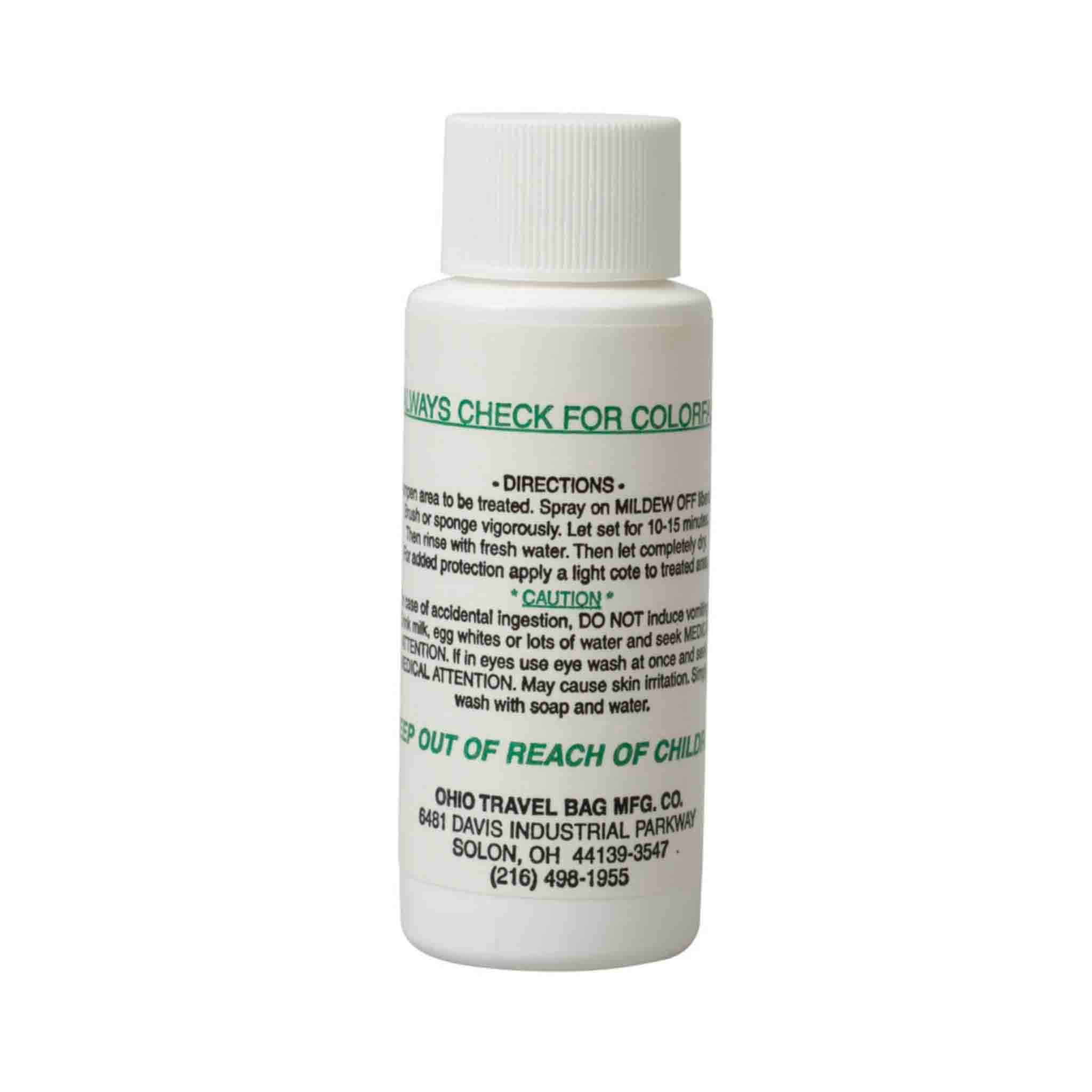This chlorine-free product not only cleans mildew, but also deodorizes. Made from biodegradable extracts. Safe to use on most items. This is a great product to clean your saddlebags and other musty items such as boots, skates, gloves, etc. Works on canvas, vinyl, leather, cloth, etc.