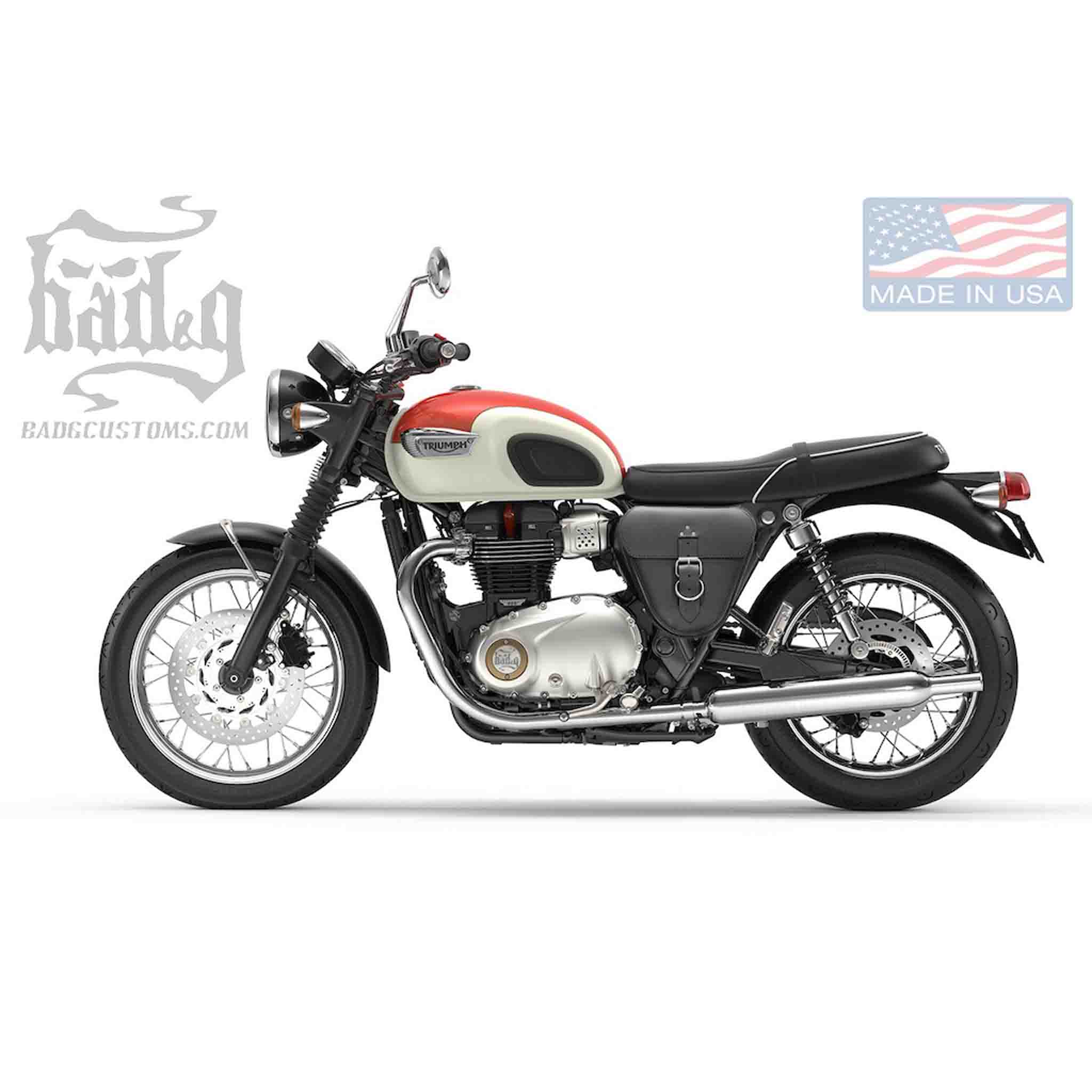Upgrade your Triumph Bonneville, Street Twin, Street Cup, Thruxton or Scrambler with the TSB01 Side Cover Solo Bag. Hand crafted in USA with premium leather and top quality hardware. Durable and stylish, it's the perfect fit for your motorcycle.